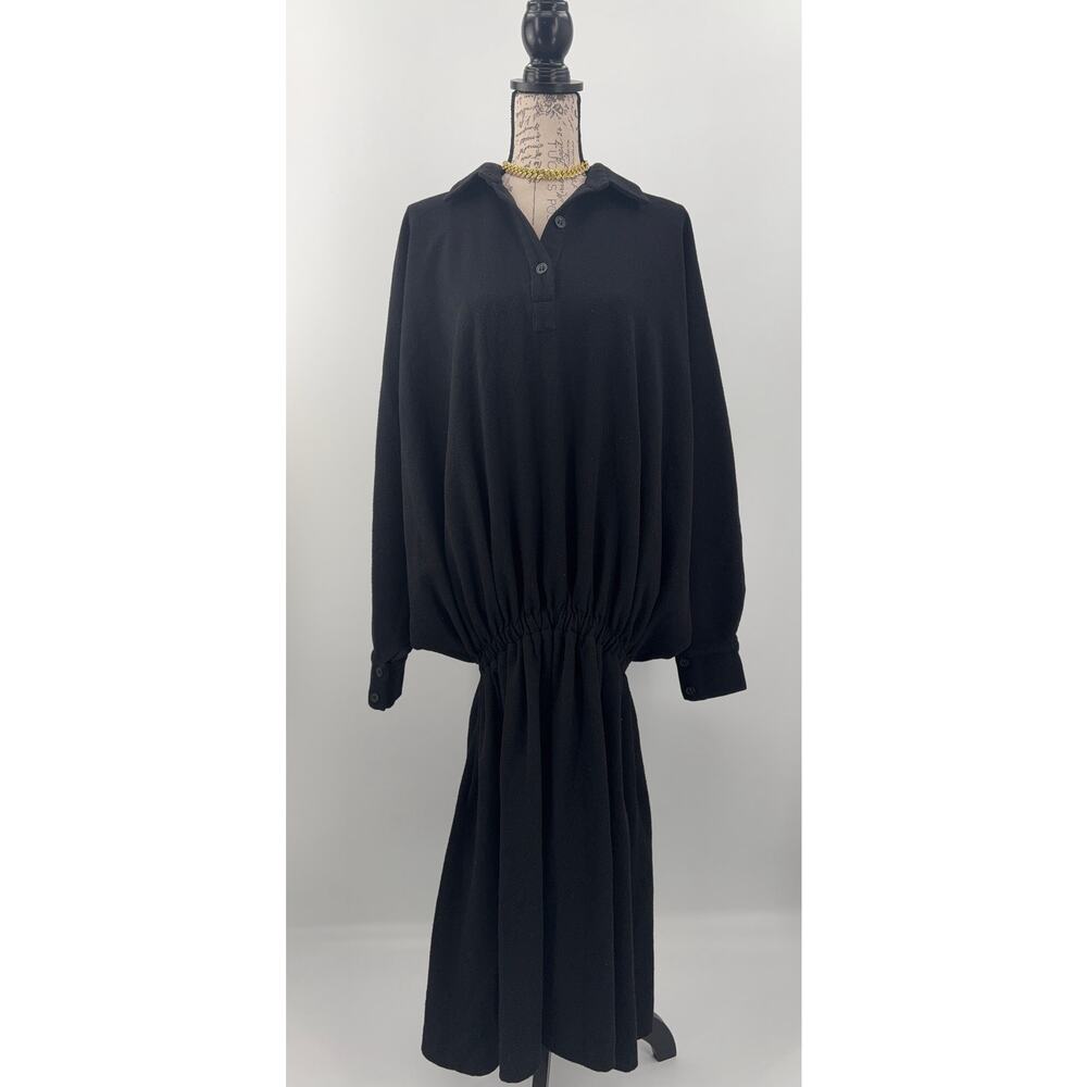 B16 Mossi Wool Batwing Blouson Midi Dress 8 Oversized Neutral Street Punk - Picture 4 of 12